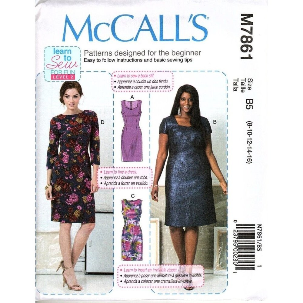 McCall's M7861 Misses 8 to 16 Learn to Sew Dresses Uncut Sewing Pattern
